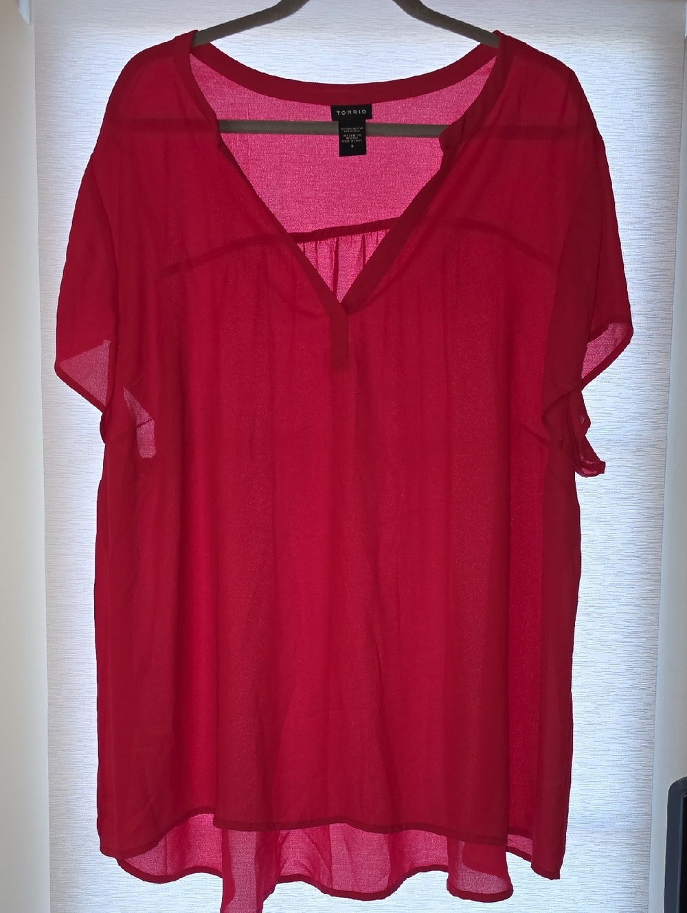 torrid Bright Pink Sheer V-Neck Tunic